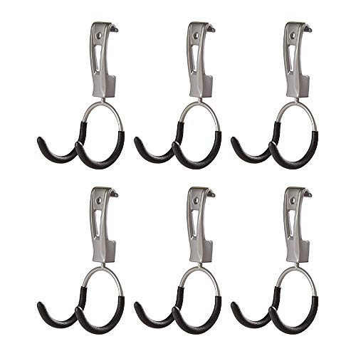 Rubbermaid Universal Powder Coaded Metallic FastTrack Hanging Garage Hook Organizers for Ladder, Tool, and Bike Storage (6 Pack)