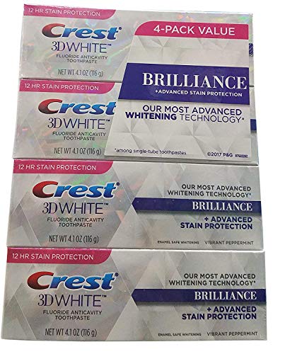 Crest 3D White Brilliance Toothpaste, Vibrant Peppermint 4.1 oz (Pack of 4)