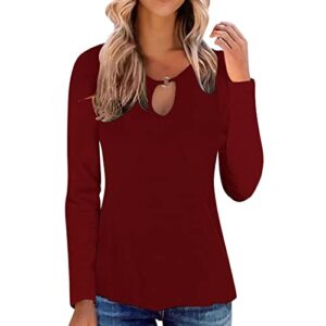 shirts for women spring fashion 2023 womens bodysuit blouse button down one-piece long sleeve solid office work shirt casual tops wine