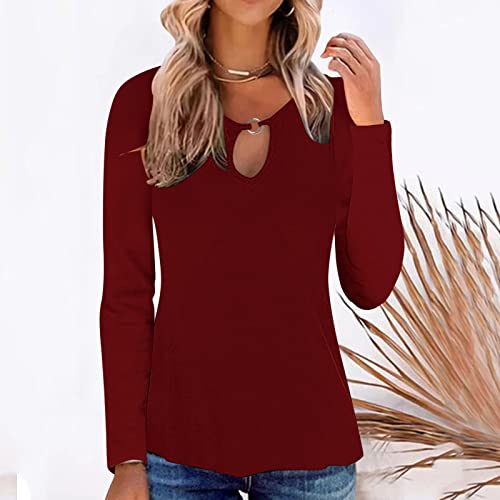 Shirts for Women Spring Fashion 2023 Womens Bodysuit Blouse Button Down One-Piece Long Sleeve Solid Office Work Shirt Casual Tops Wine