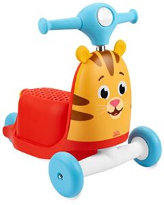 skip hop 3-in-1 baby activity push walker to toddler scooter, daniel tiger