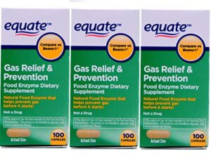 equate gas bloating relief and prevention, food enzyme dietary supplement, 300 count