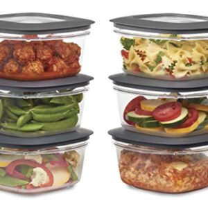 Rubbermaid Premier Food Storage Container, 5 Cup, 6-Pack, Grey
