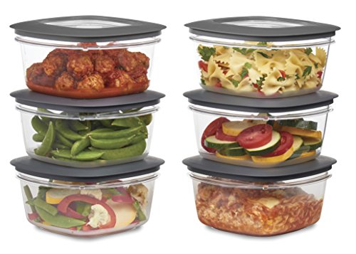 Rubbermaid Premier Food Storage Container, 5 Cup, 6-Pack, Grey