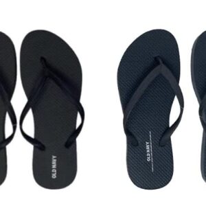 Old Navy Women Beach Summer Casual Flip Flop Sandals (8 Gray Flip Flops & Black Flip Flops) with Dust Cover