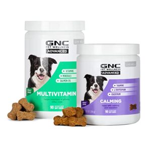 gnc for pets advanced young pup bundle – dog calming supplements for dogs and multivitamin supplements for dogs – 90 count soft chew dog supplements, dog chew for calming, pet dog multivitamin