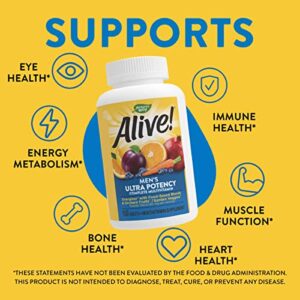 Nature’s Way Alive! Men’s Ultra Potency Complete Multivitamin, High Potency B-Vitamins, Energy Metabolism*, Food-Based Blends, 150 Tablets