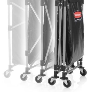 Rubbermaid Commercial Products, Collapsible X Cart Laundy Cart, College Move-In, Transport Supplies and Groceries, Steel, 8 Bushel (300 L) Cart, 36" L x 7" W x 34" H, Black