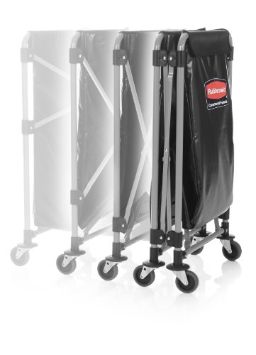 Rubbermaid Commercial Products, Collapsible X Cart Laundy Cart, College Move-In, Transport Supplies and Groceries, Steel, 8 Bushel (300 L) Cart, 36" L x 7" W x 34" H, Black