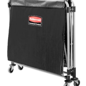 Rubbermaid Commercial Products, Collapsible X Cart Laundy Cart, College Move-In, Transport Supplies and Groceries, Steel, 8 Bushel (300 L) Cart, 36" L x 7" W x 34" H, Black