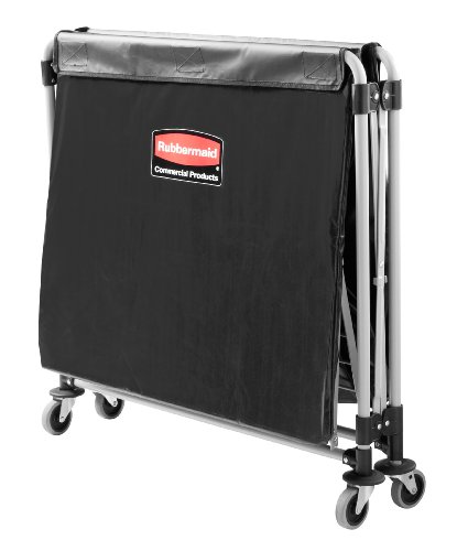 Rubbermaid Commercial Products, Collapsible X Cart Laundy Cart, College Move-In, Transport Supplies and Groceries, Steel, 8 Bushel (300 L) Cart, 36" L x 7" W x 34" H, Black