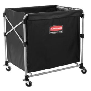 Rubbermaid Commercial Products, Collapsible X Cart Laundy Cart, College Move-In, Transport Supplies and Groceries, Steel, 8 Bushel (300 L) Cart, 36" L x 7" W x 34" H, Black