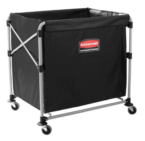 Rubbermaid Commercial Products, Collapsible X Cart Laundy Cart, College Move-In, Transport Supplies and Groceries, Steel, 8 Bushel (300 L) Cart, 36" L x 7" W x 34" H, Black