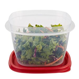 Rubbermaid 1925459 Easy Find Lid Square Food Storage Containers, 7 Cups, Catalog Code 7J67, Crystal Clear Plastic Base with Red Lid, Pack of 6