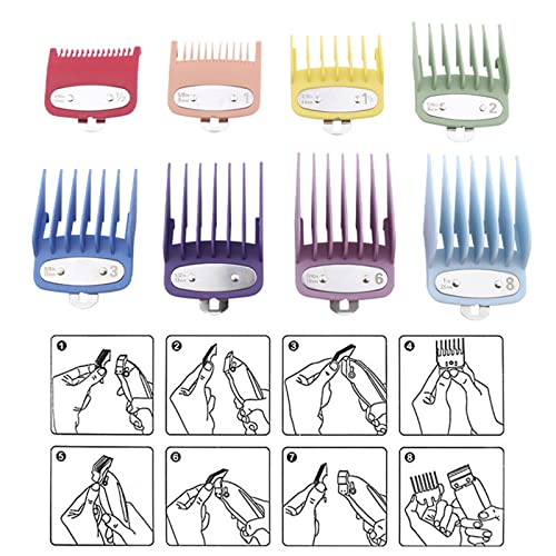 GSKY 8pcs Professional Guide Comb Set for Men's Hair Clippers Replacement, 1.79 X 1.52 Color Accessory Guard Guide Comb is Suitable for Many Men's Hair Clippers