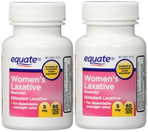 women’s laxative tablets, bisacodyl 5mg 120ct (two 60ct bottles) by equate compare to correctol