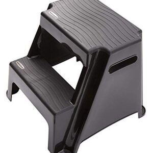 Rubbermaid RM-P2 2-Step Molded Plastic Stool with Non-Slip Step Treads, 300-Pound Capacity (Amazon Exclusive) , Black