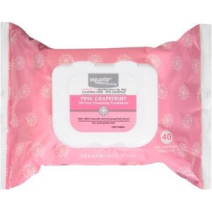 equate beauty pink grapefruit oil-free cleansing towelettes, 40 sheets