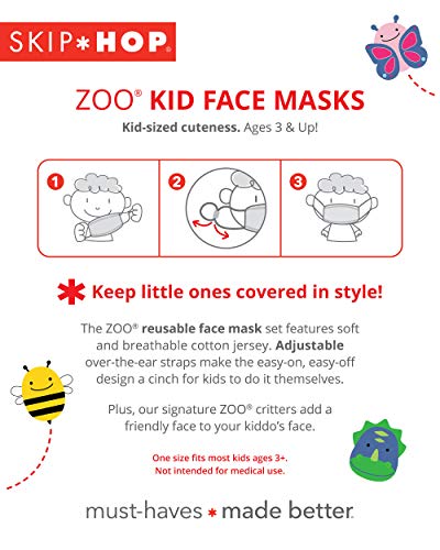 Skip Hop Kid's Face Mask, Zoo Bee, 3pk