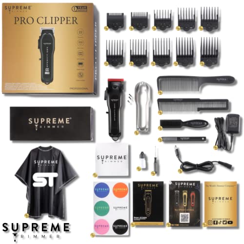 Supreme Trimmer Hair Clipper STC5030 Professional Clipper Set (300 Min Run Time) Cordless Beard Trimmer, Black Pro Clipper Taper Blade