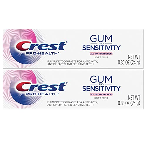 Crest Pro Health Gum and Sensitivity Toothpaste for Sensitive Teeth, Soft Mint, Travel Size 0.85 oz (24g)- Pack of 2