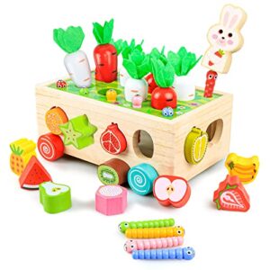 kizmyee toddler montessori toys for kids, wooden educational toys shape color sorting matching educational wooden toys for toddlers for boys girls 1 2 3 4 5+ year old