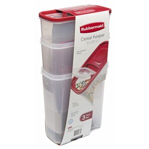 rubbermaid flip top cereal keeper, modular food storage container, 3 pack, (2) 22-cup (1) 18-cup