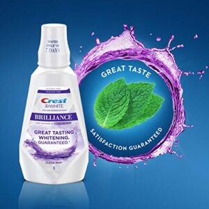 Crest 3D White Brilliance Whitening Mouthwash, Alcohol Free, Clean Mint, 1L (33.7 fl oz), Pack of 6