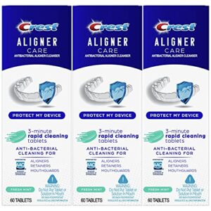 crest aligner care rapid cleaning tablets for aligners, retainers, mouthguards, 60-count, pack of 3