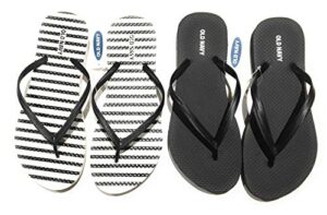 old navy women beach summer casual flip flop sandals, black stripe and black (2-pair), 8