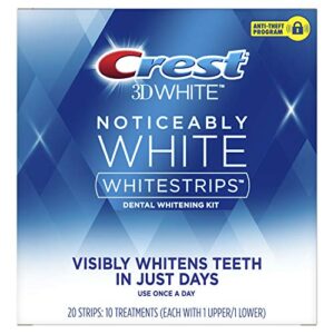 crest 3d whitestrips, noticeably white, teeth whitening strip kit, 20 strips (10 count pack)