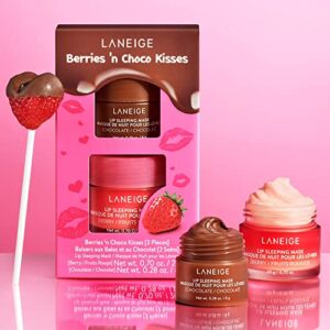 LANEIGE Berries 'N Choco Kisses Set: Lip Sleeping Mask Berry (Full Sized) & Chocolate (Travel Sized), Hydrate, Nourish