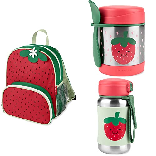 Skip Hop Back to School Little Kid Backpack and Mealtime Set, Strawberry