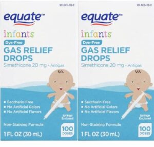 walmart equate infants dye-free gas relief drops, simethicone 20mg, 1 fl oz (2 pack)