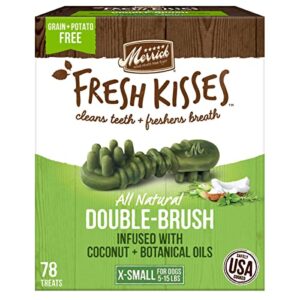 merrick fresh kisses oral care dental dog treats for dogs extra small dogs 5-15 lbs