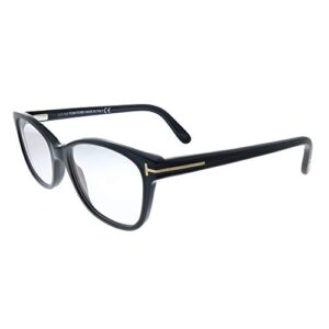 eyeglasses tom ford ft 5638 -b 001 shiny black, rose gold/blue block lenses, 50-16-140