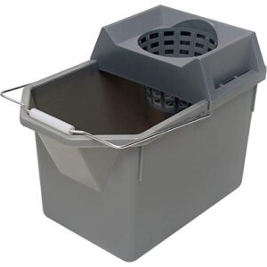 rubbermaid commercial products, 15-quart lightweght pail/mop bucket with mop strainer/wringer combo, gray (fg619400stl)