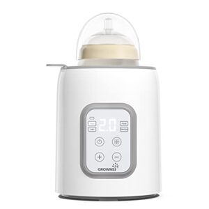 bottle warmer, grownsy 8-in-1 fast baby milk warmer with timer for breastmilk or formula, accurate temperature control, with defrost, sterili-zing, keep, heat baby food jars function