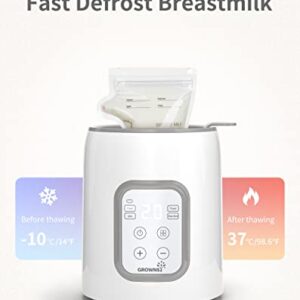 Bottle Warmer, GROWNSY 8-in-1 Fast Baby Milk Warmer with Timer for Breastmilk or Formula, Accurate Temperature Control, with Defrost, Sterili-zing, Keep, Heat Baby Food Jars Function