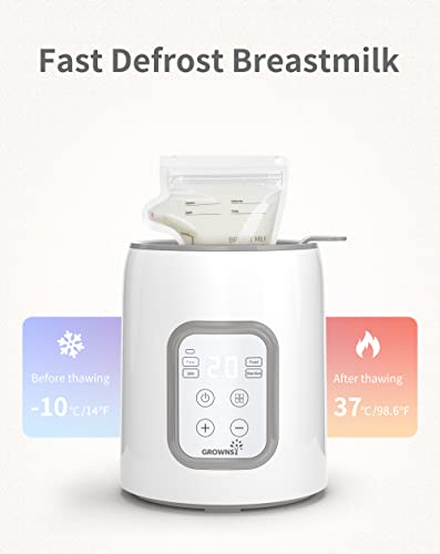 Bottle Warmer, GROWNSY 8-in-1 Fast Baby Milk Warmer with Timer for Breastmilk or Formula, Accurate Temperature Control, with Defrost, Sterili-zing, Keep, Heat Baby Food Jars Function