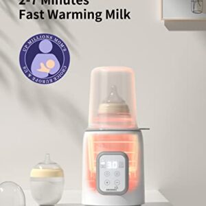 Bottle Warmer, GROWNSY 8-in-1 Fast Baby Milk Warmer with Timer for Breastmilk or Formula, Accurate Temperature Control, with Defrost, Sterili-zing, Keep, Heat Baby Food Jars Function