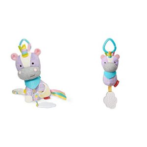 skip hop bandana buddies baby activity & teething toy gift set with multi-sensory rattle & textures, unicorn