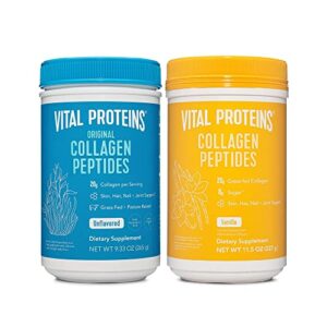 vital proteins collagen peptides powder, 9.33 oz unflavored + 11.5 oz vanilla