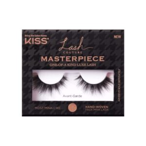 kiss lash couture masterpiece fake eyelashes style 03, ‘avant-garde’, one-of-a-kind luxe lash, hand woven faux mink synthetic false eyelashes, 1 pair