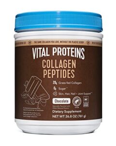 vital proteins chocolate collagen powder supplement (type i, iii) for skin hair nail joint – hydrolyzed collagen – dairy and gluten free – 27g per serving – chocolate flavor, 26.8 oz canister
