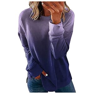 women’s spring long sleeve side split loose blouses casual pullover tunic tops womens long sleeve tops dressy casual winter