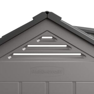 Rubbermaid Resin Weather Resistant Outdoor Storage Shed, 7 x 7 ft., Simple Gray/Onyx, for Garden/Backyard/Home/Pool