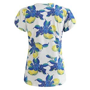 Women V Neck Printed T Shirt Casual Loose Pullover Short Sleeve Tops Cotton Blouses for Women Summer,Dressy Tops for Women Indian