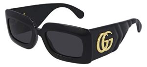 gucci women’s matelasse 90s rectangular sunglasses, black black grey, one size