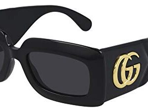 Gucci Women's Matelasse 90s Rectangular Sunglasses, Black Black Grey, One Size